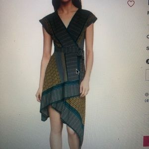 Printed faux wrap dress